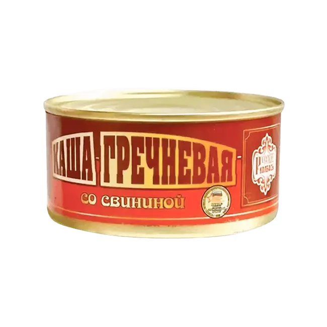 Каша "Русские колбасы", гречневая со свининой, 325г, жб