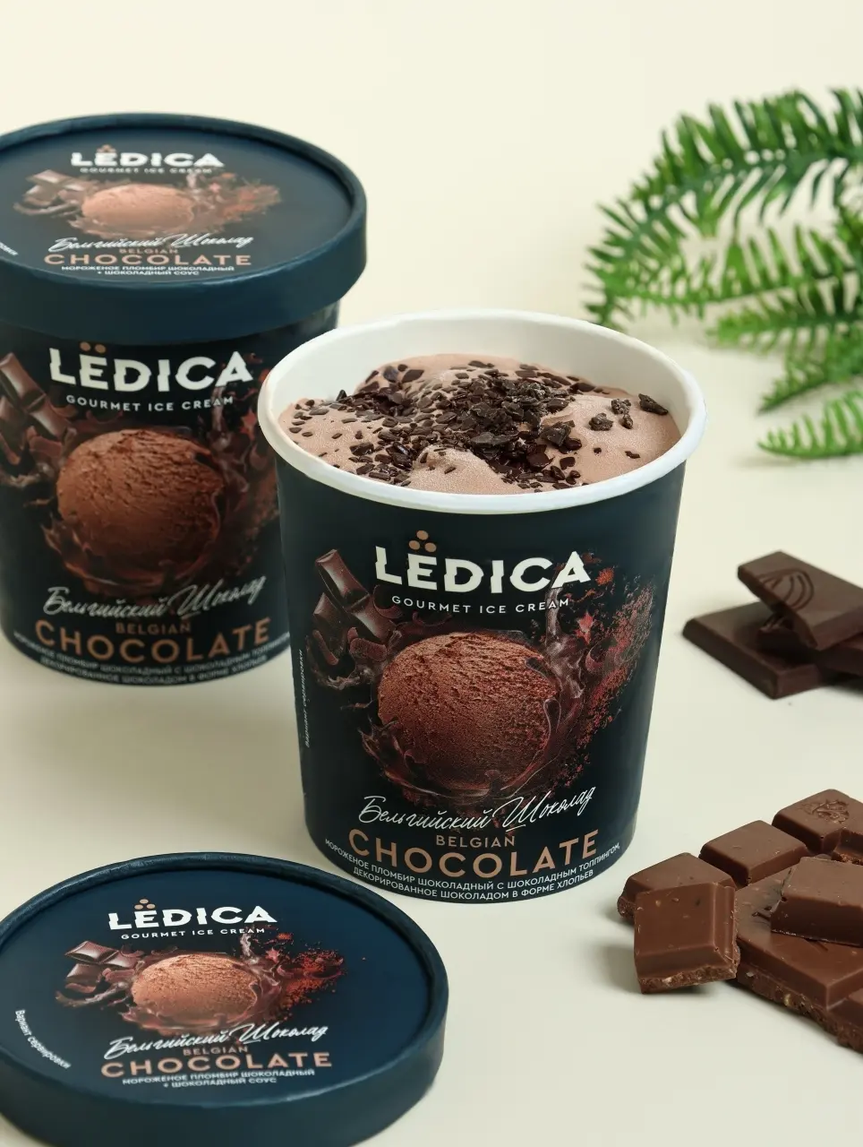 Ledica Бельгийский шок. с топпингом и хлопьями