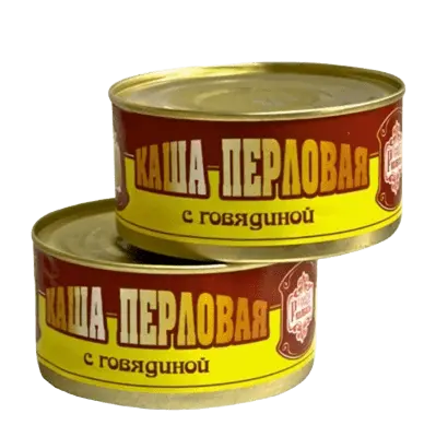 Каша "Русские колбасы", перловая с говядиной, 325г, жб