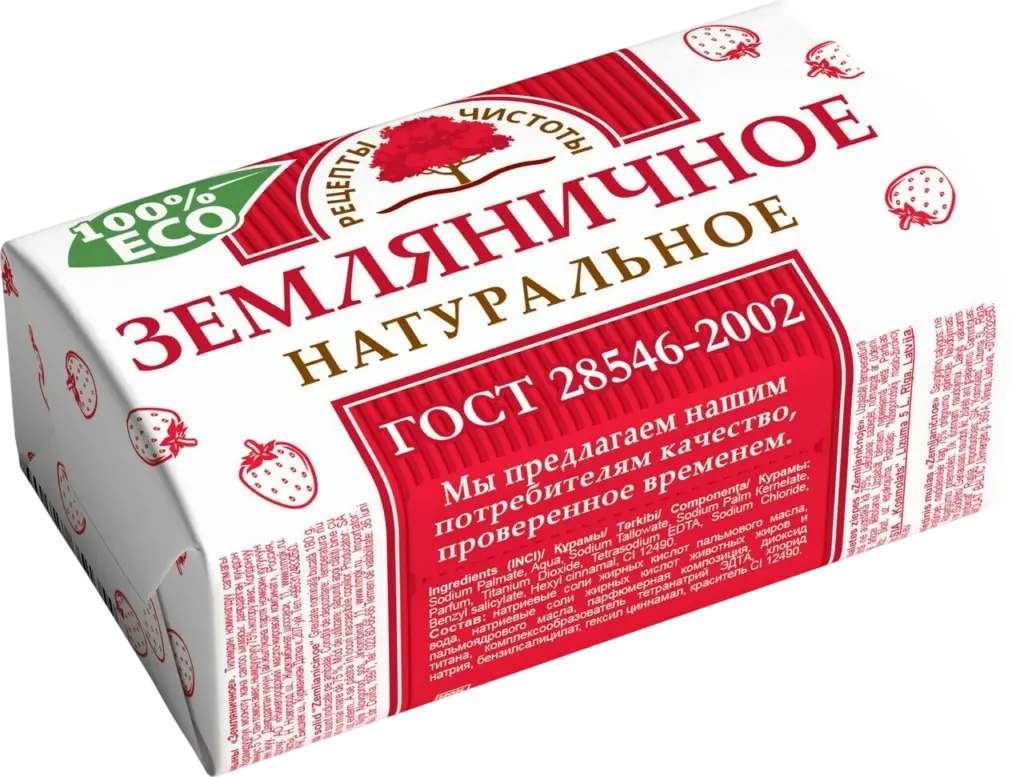 Мыло "Рецепты чистоты" землняничное 180г