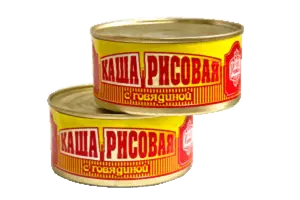 Каша "Русские колбасы", рисовая с говядиной, 325г, жб