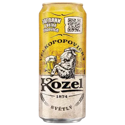 Пиво светлое пастеризованное "Velkopopovicky Kozel" 4,0%, банка 0.45 л.